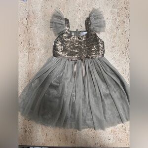 Popatu Olive Green Tulle, Sparkles and Sequins Party Dress Girl’s Size 2T